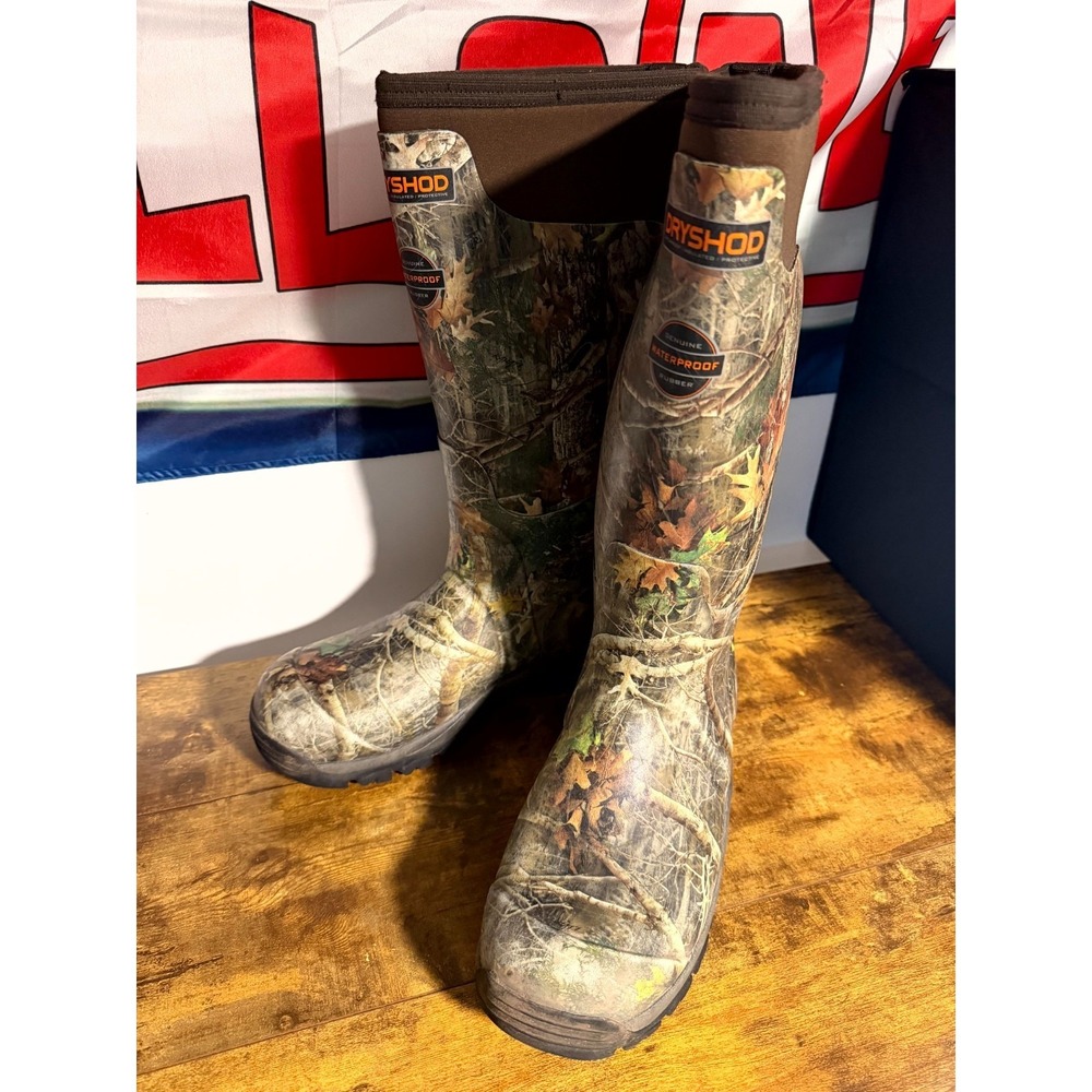 Dryshod‎ Mens 9-9.5 Green Camo Waterproof Mid Calf Comfort Pull On Hunting Boot